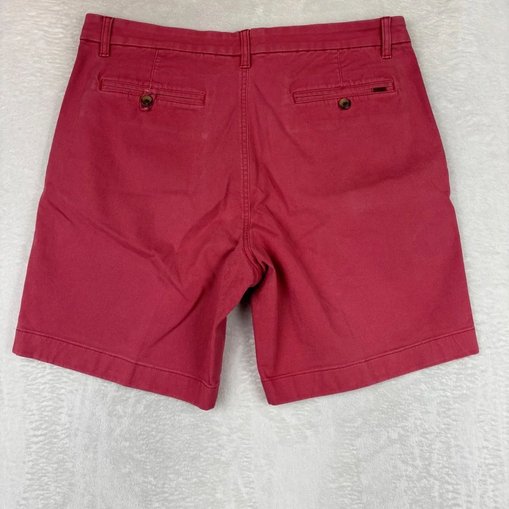 Chaps Mens Stretch Chino Shorts Salmon Pink Coral Size 34 Flat Front Casual